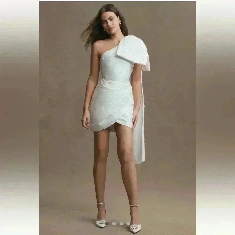 Sachin & Babi Pippa One-Shoulder Pearl-
Embellished Mini Dress Size 4